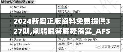 2024新奥正版资料免费提供327期,削弱解答解释落实_AFS5.60.71改进版
