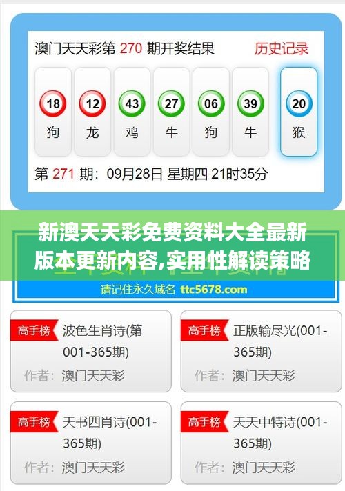 新澳天天彩免费资料大全最新版本更新内容,实用性解读策略_VR版GBH5.77