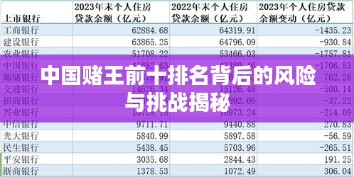 中国赌王前十排名背后的风险与挑战揭秘