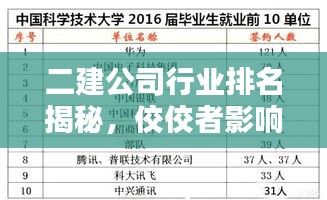 二建公司行业排名揭秘，佼佼者影响力大比拼！