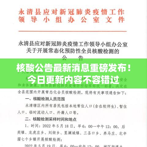 核酸公告最新消息重磅发布！今日更新内容不容错过
