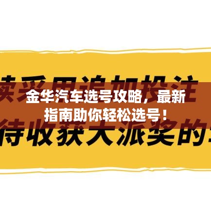 金华汽车选号攻略，最新指南助你轻松选号！
